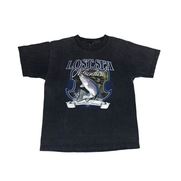 Vintage Lost Sea Adventure Sweetwater Tennessee Tourist T-Shirt Fishing - Picture 1 of 7